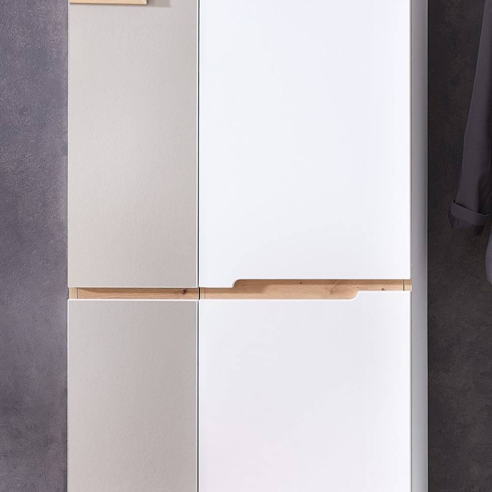 Dielenschrank Mariocavo in Weiß mit Spiegeltür