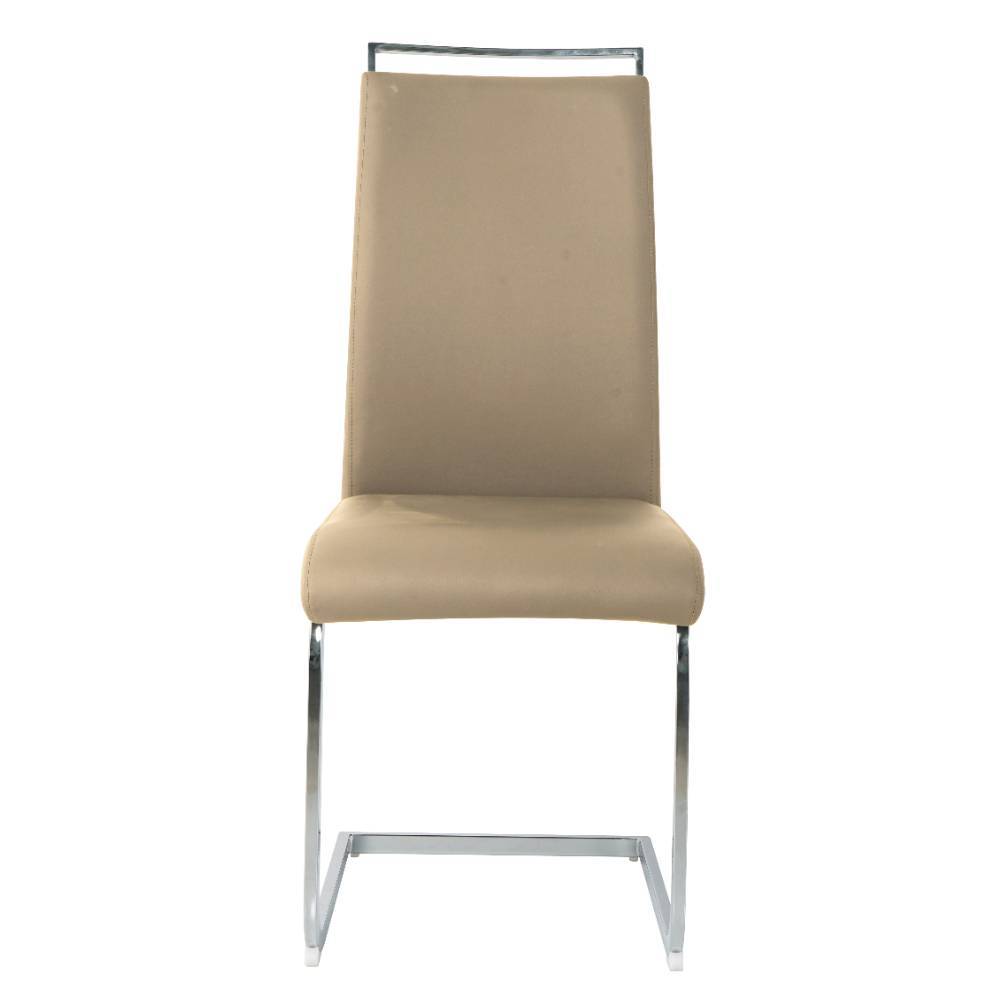 Freischwinger Stuhl Califonia in Taupe und Chromfarben (2er Set)