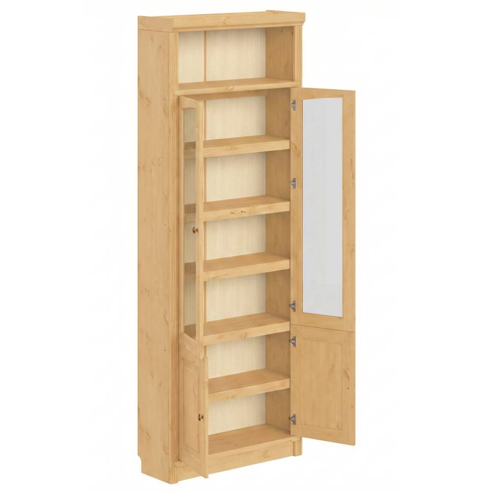 Bücher Vitrine Claros aus Kiefer Massivholz mit Glastüren