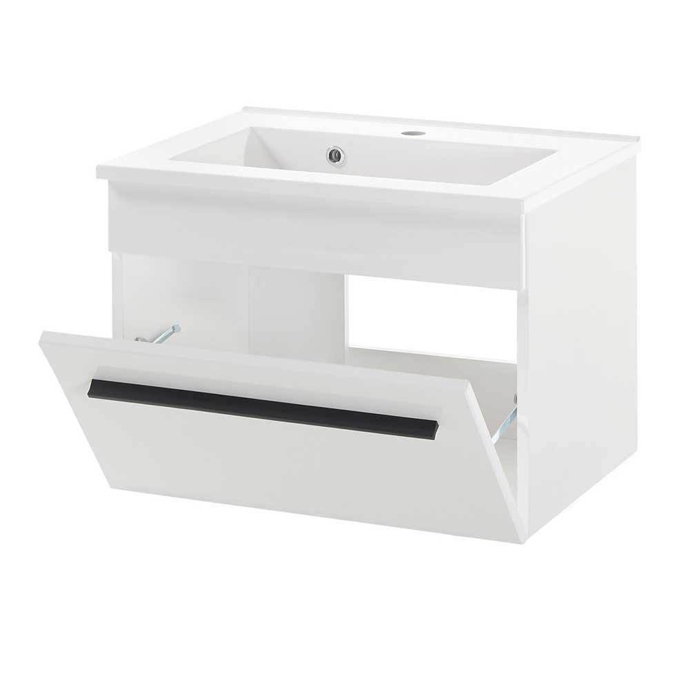 Waschplatz Kombination Fricossa für kleines Bad in Weiß Hochglanz (vierteilig)