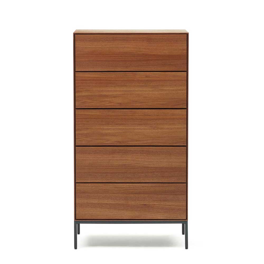 Wäschekommode Pleanos in Nussbaumfarben 114 cm hoch