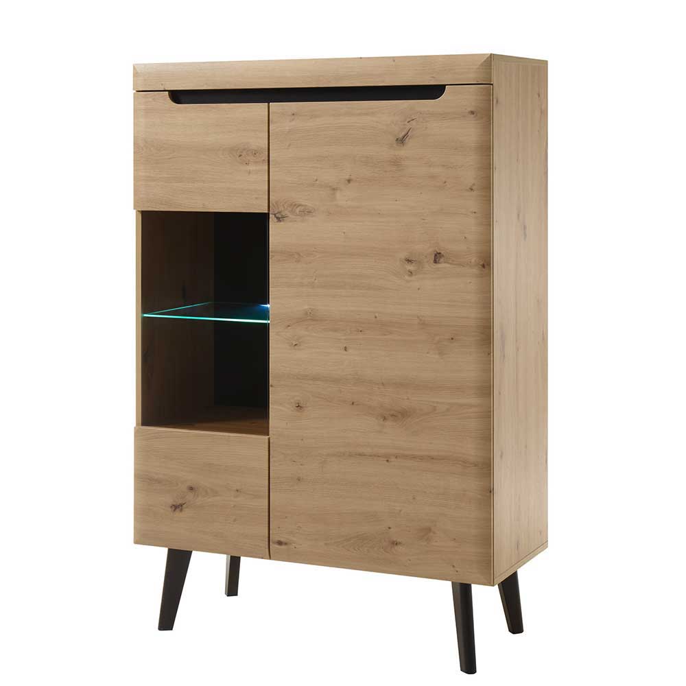 Wohnzimmermöbel Tomya im Skandi Design in Wildeichefarben (dreiteilig)