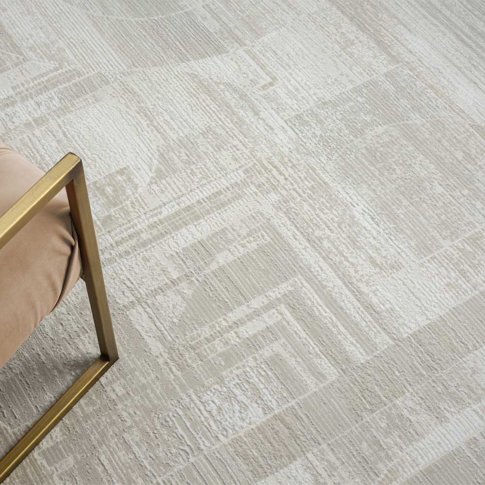 Kurzflor Teppich Ostora in Cremefarben und Beige rechteckig