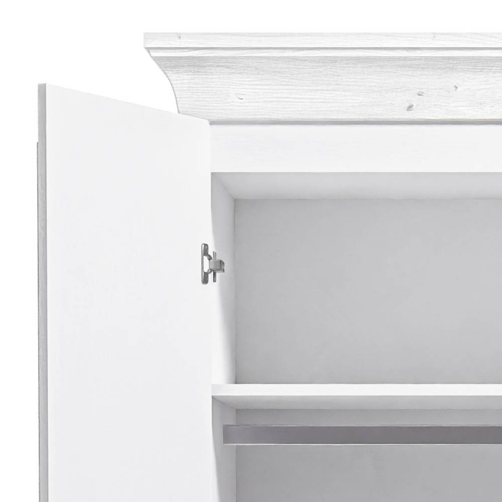 Landhaus Kleiderschrank Vilatata mit Drehtüren und Kassetten Optik Front