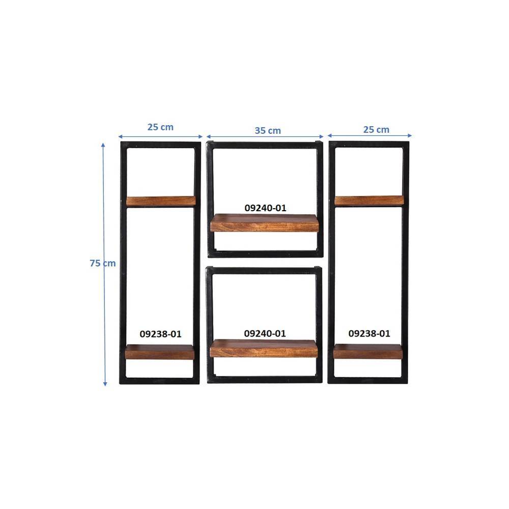 Wandregal Set Veteno im Industry und Loft Stil 25 cm tief (vierteilig)