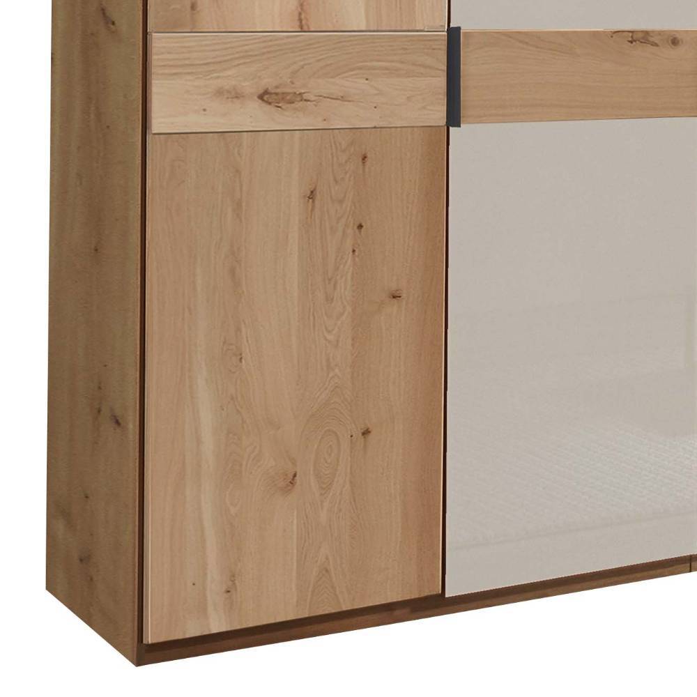 Kleiderschrank Viramiru in Eiche Bianco & Champagner mit Drehtüren