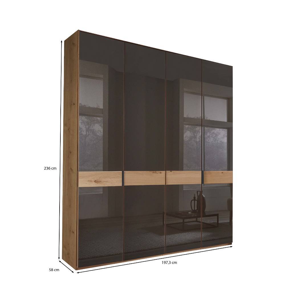Schlafzimmerschrank modern Merkur in Eiche Bianco und Dunkelbraun