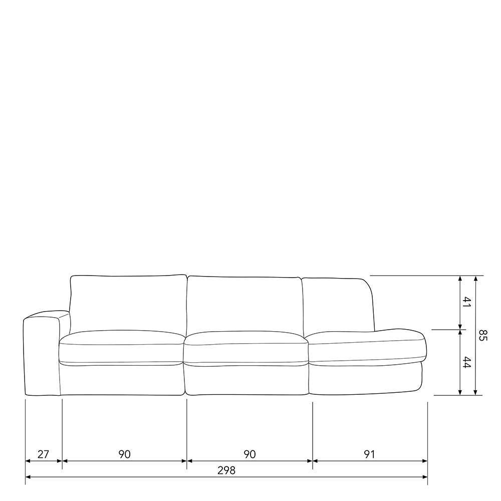 Modulcouch in Graugrün Karyon aus Webstoff in modernem Design
