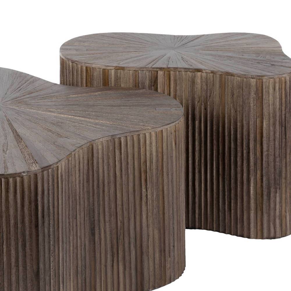 Satztisch Figureras in organischer Form aus Teak Massivholz (zweiteilig)