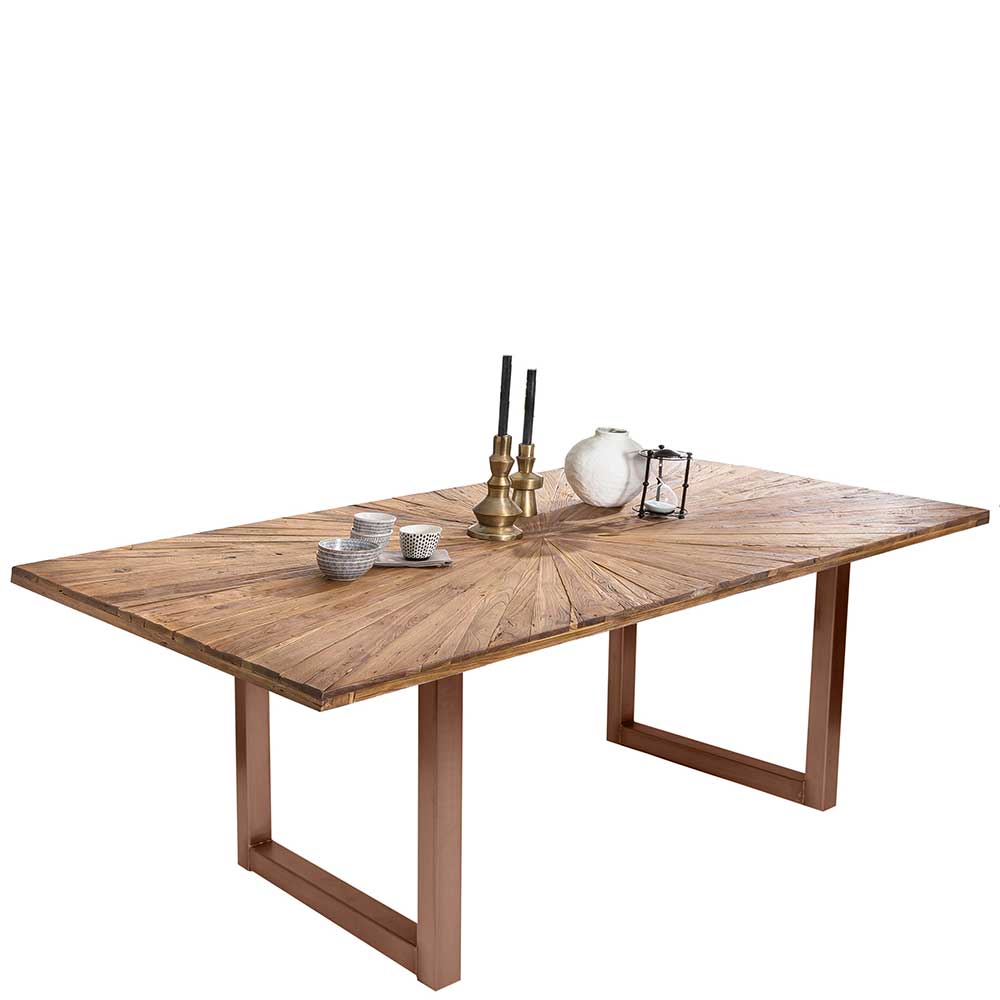 Designtisch Natural aus Teak Recyclingholz und Stahl im Industry Style