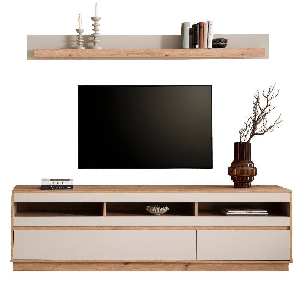 TV Wohnwand Ikba 205 cm hoch und 45 cm tief (dreiteilig)