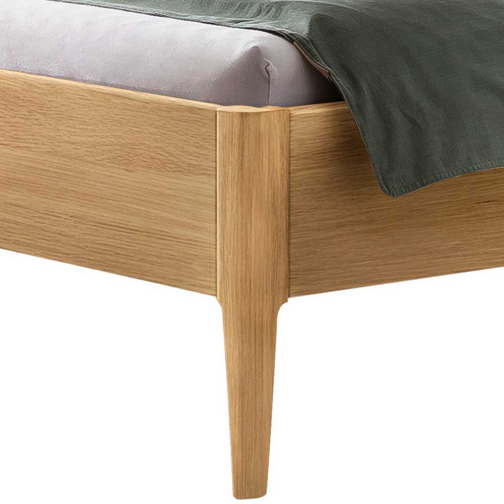 Doppelbett mit Polsterkopfteil Stufania aus Eiche Massivholz hell geölt