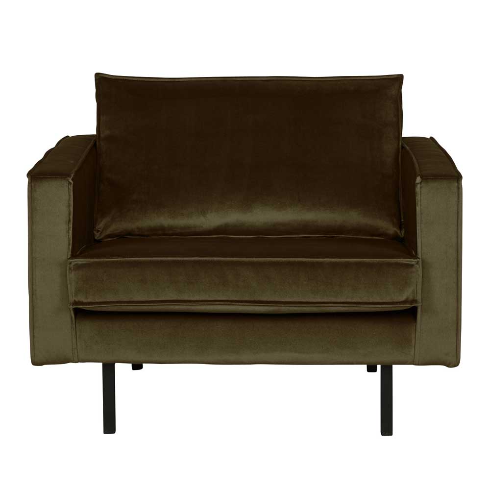 Vintage Design Sessel Verella in Dunkelgrün mit Samt