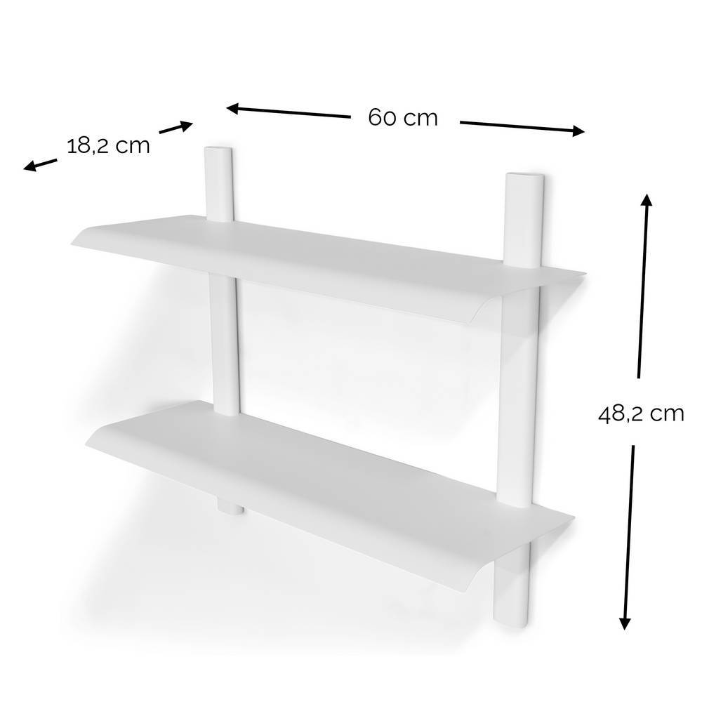 Wandregal Ilfred in Weiß pulverbeschichtet 60 cm breit