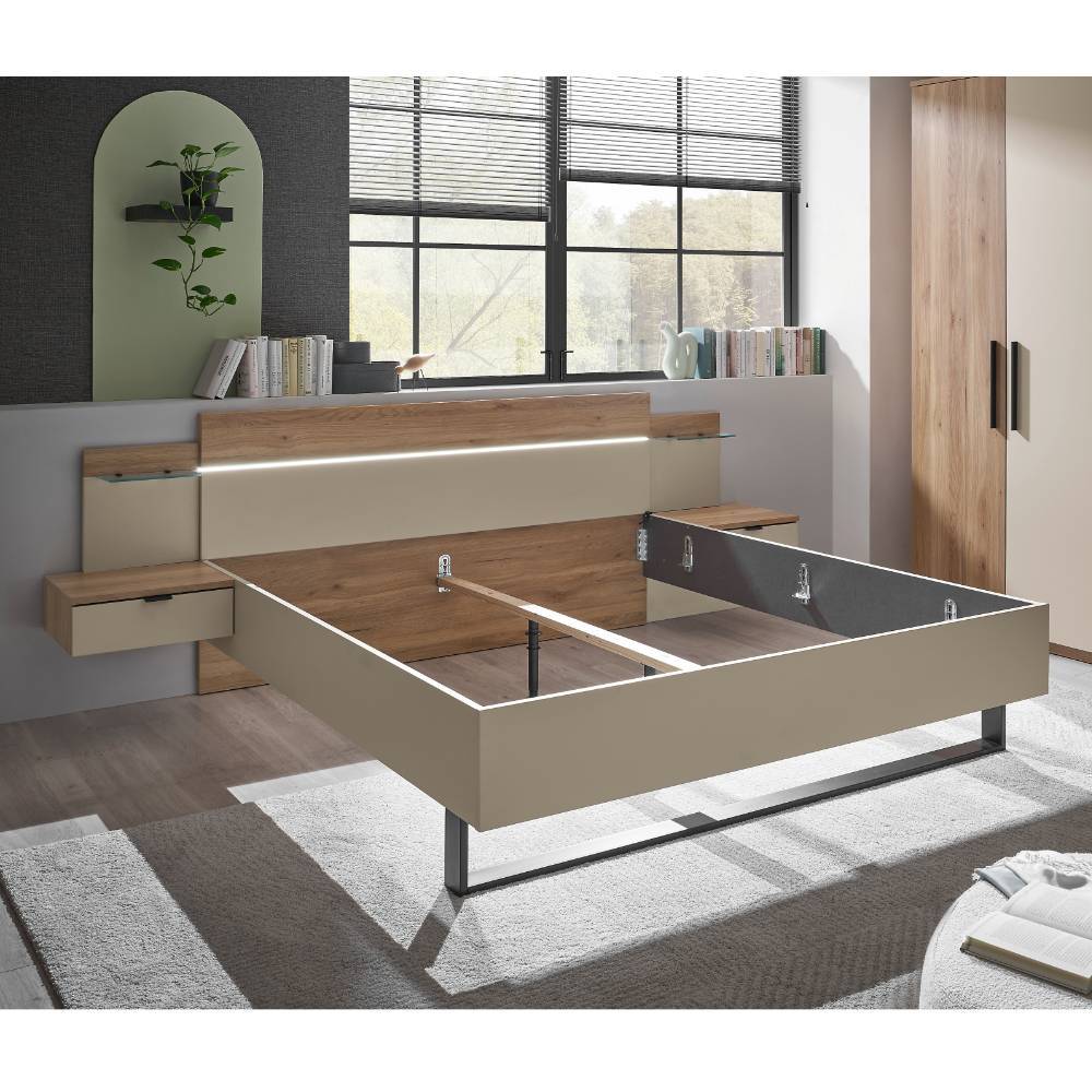 Komplettschlafzimmer Mero in modernem Design mit LED Beleuchtung (vierteilig)