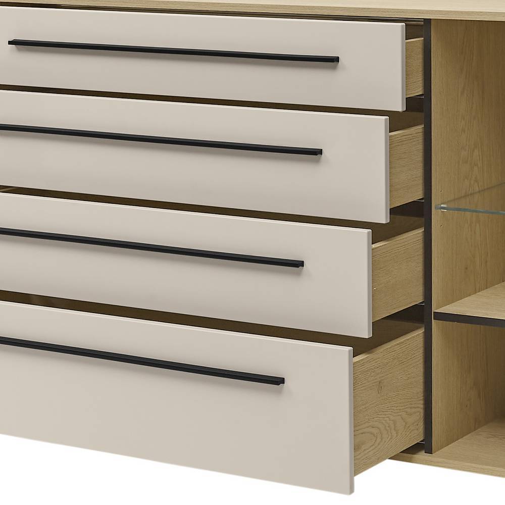 Sidebord Helina 200 cm breit mit vier Schubladen