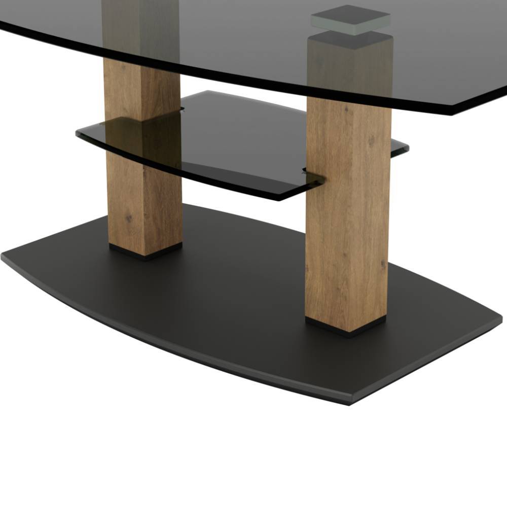 Sofatisch Jenva aus Rauchglas in Bootsform