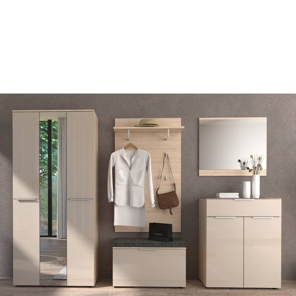 Flurmöbel Set Daniele in Eichefarben und Hellgrau (fünfteilig)