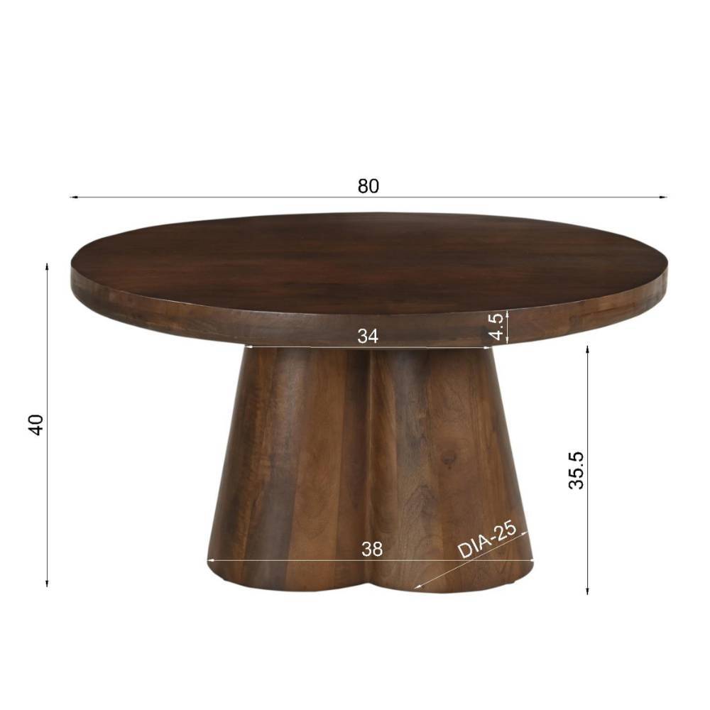 Massivtisch Iloca in Dunkelbraun 40 cm hoch