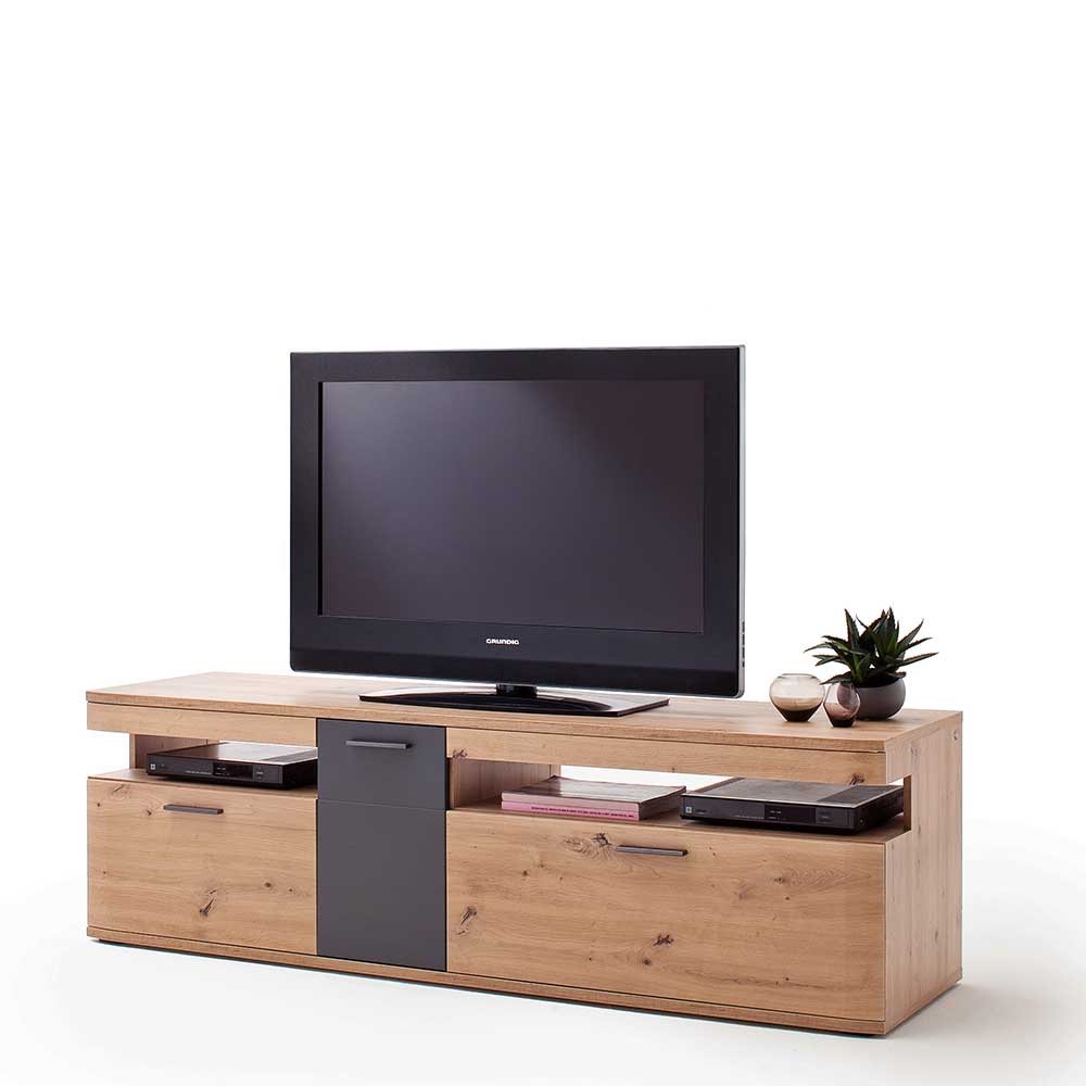 TV Board Lucisa in Eiche Optik und Anthrazit 180 cm breit