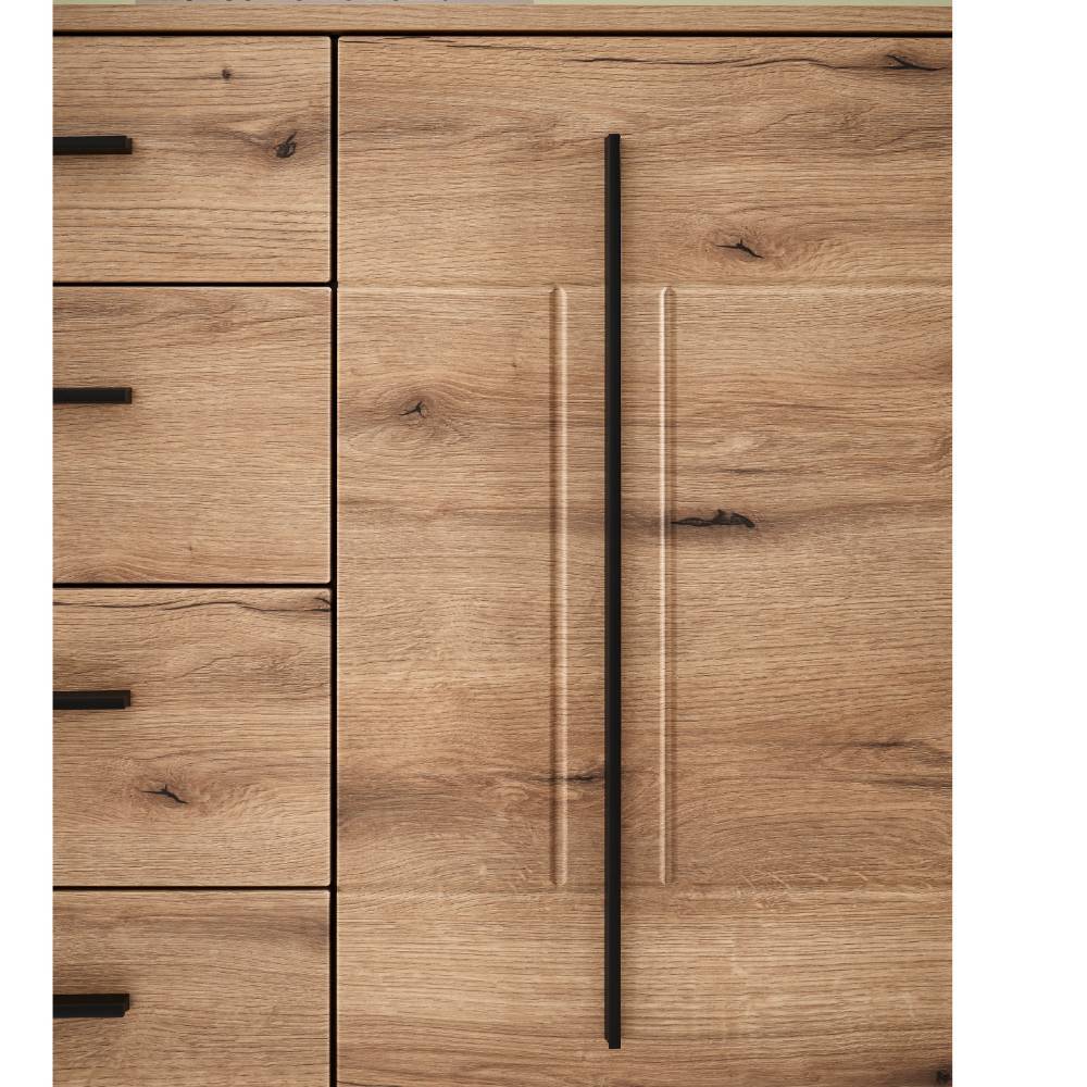 Schrankwand Wohnzimmer Cemutra 200 cm hoch in modernem Design (dreiteilig)
