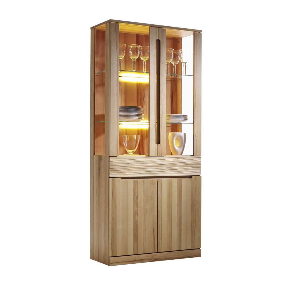 Vitrinenschrank Suvanica aus Kernbuche Massivholz 90 cm