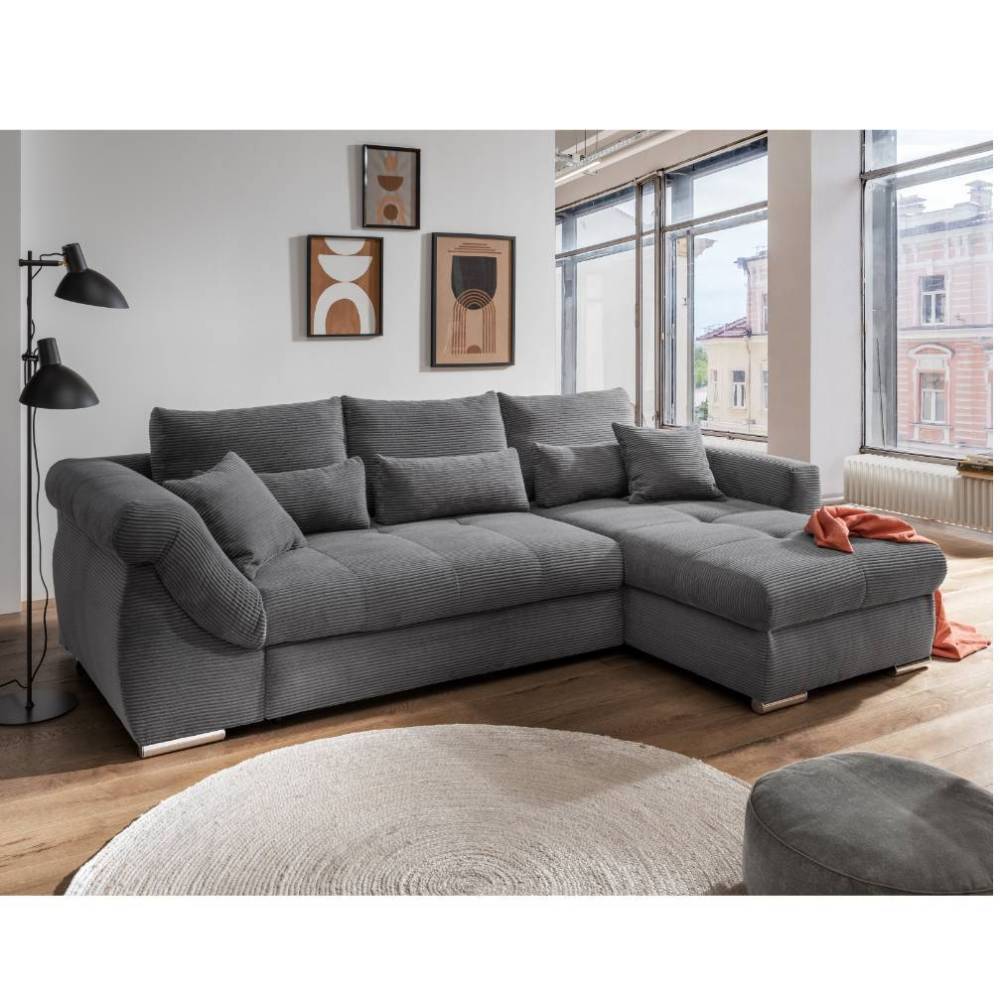 Ecksofa Goal in Grau aus Cord