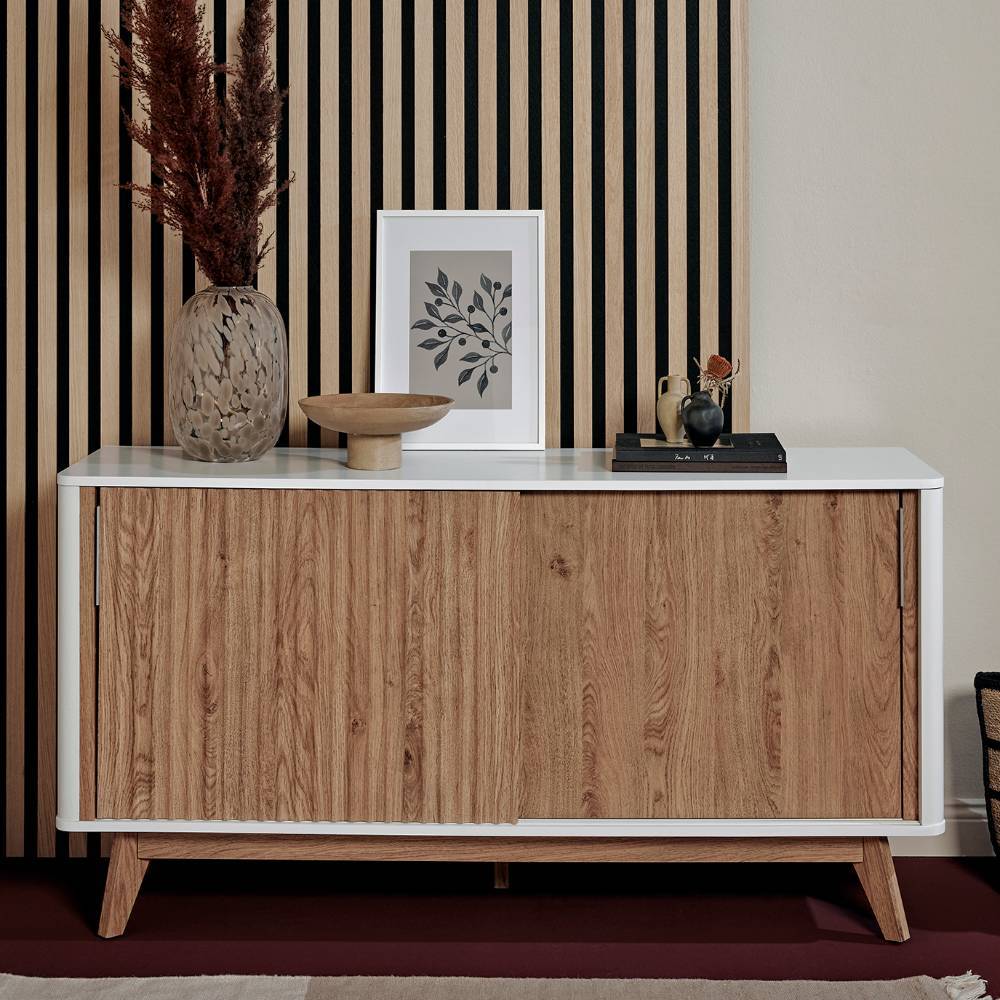Sideboard Conle mit 2 Schiebetüren im Retrostil