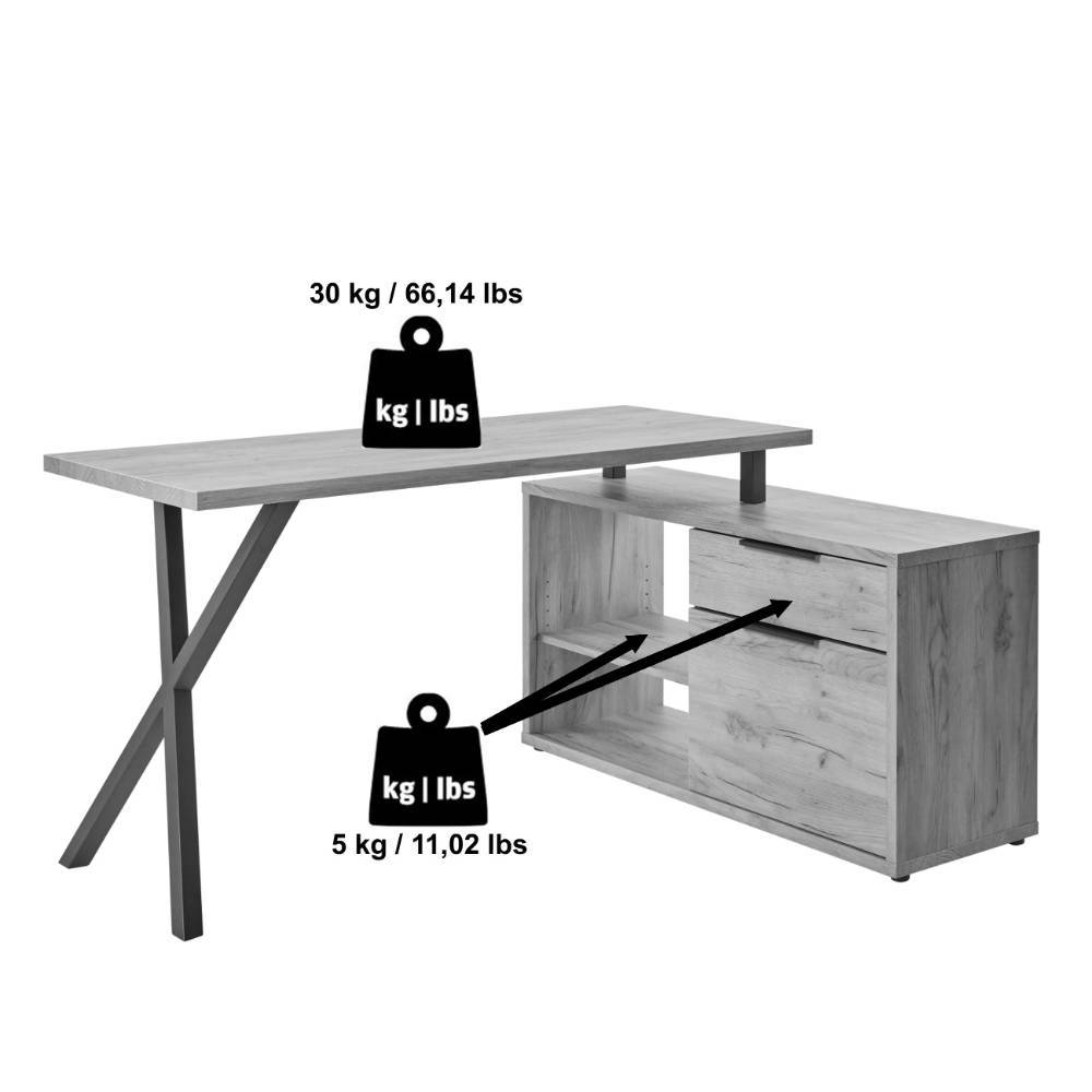 Schreibtisch Pecorino in modernem Design mit Seitenregalen