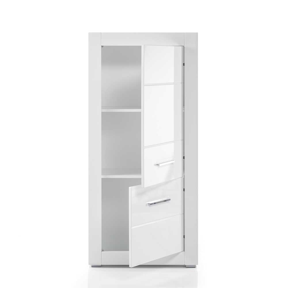 Kleines Highboard Triango in Weiß Hochglanz 65 cm breit