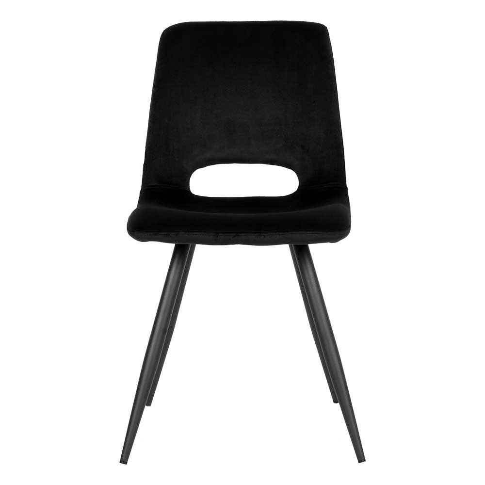 Esszimmerstuhl modern Set Viodora in Schwarz Rückenlehne mit Ausschnitt (2er Set)