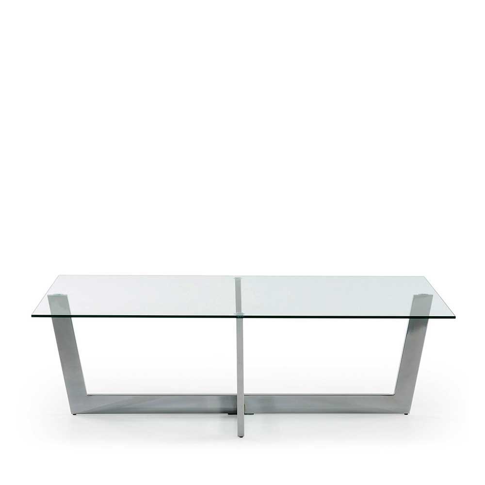 Couchtisch Brosia 120 cm breit aus Glas und Metall