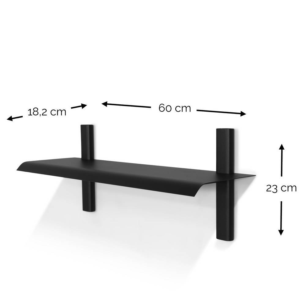 Wandboard Velletriu in Schwarz pulverbeschichtet aus Stahl