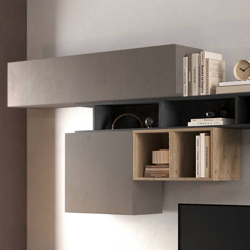 TV Wohnwand Avigano in modernem Design 40 cm tief (elfteilig)