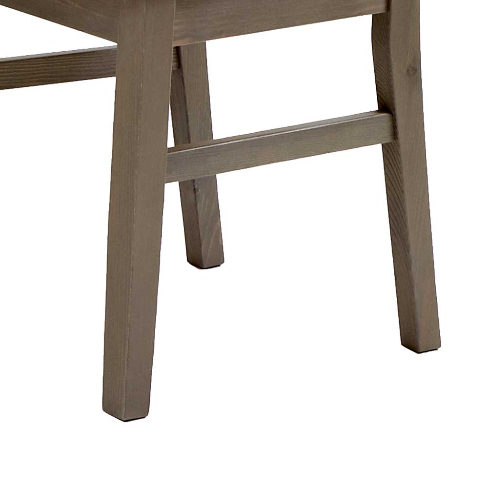 Holzstuhl Mangali in Grau massiv im Landhausstil (2er Set)