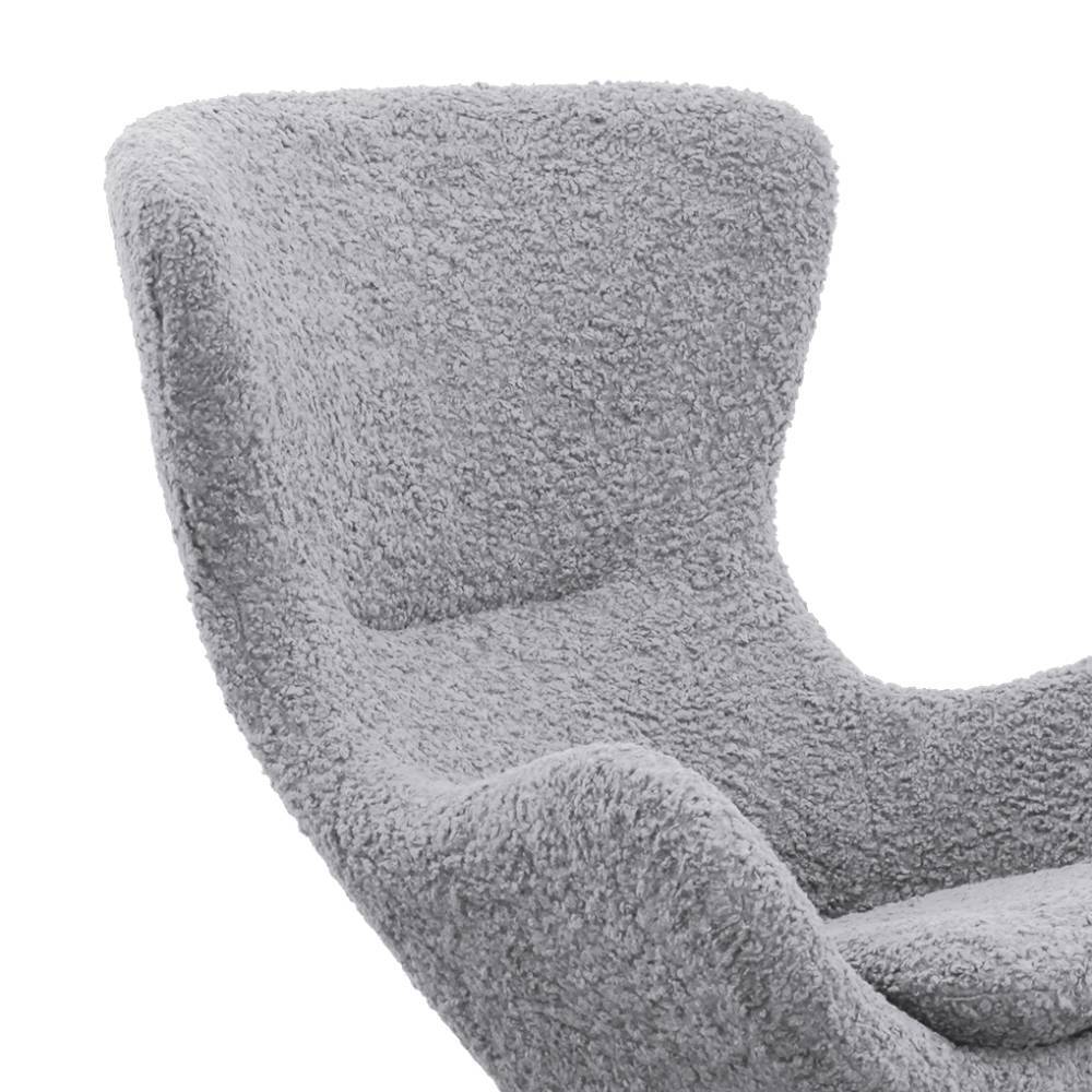 Skandi Design Schaukelsessel Dyronna aus Webplüsch in Hellgrau
