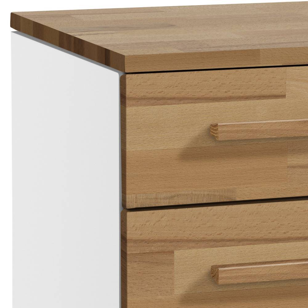 Wohnzimmerkommode Skandro in Kernbuchefarben und Weiß