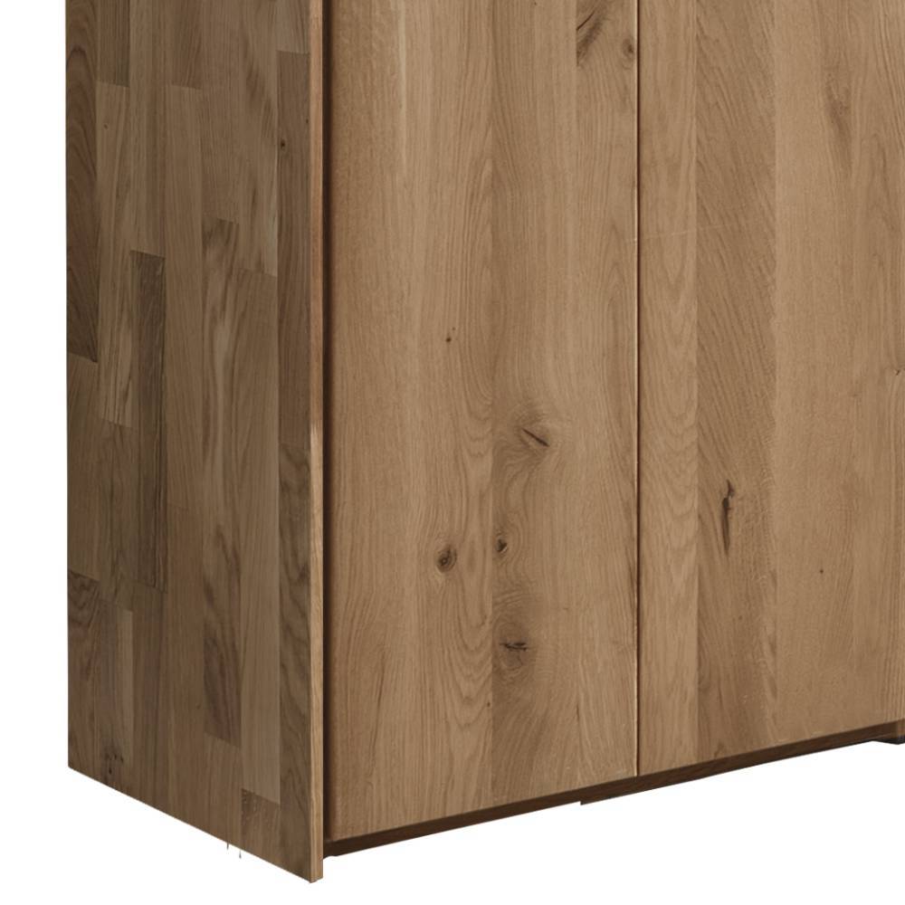 Massiver Holzkleiderschrank Snoba in Wildeichefarben 218 cm hoch