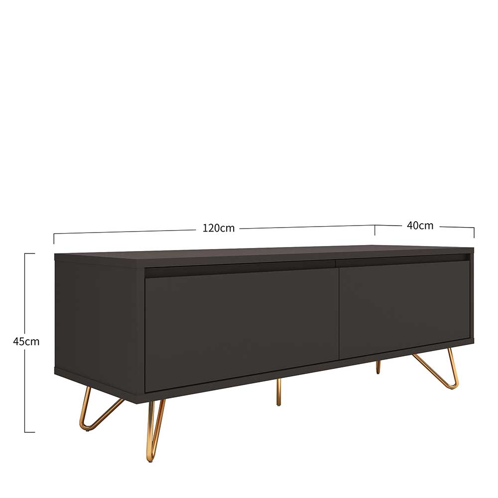 Lowboard Toulons in Anthrazit und Goldfarben mit Klappe