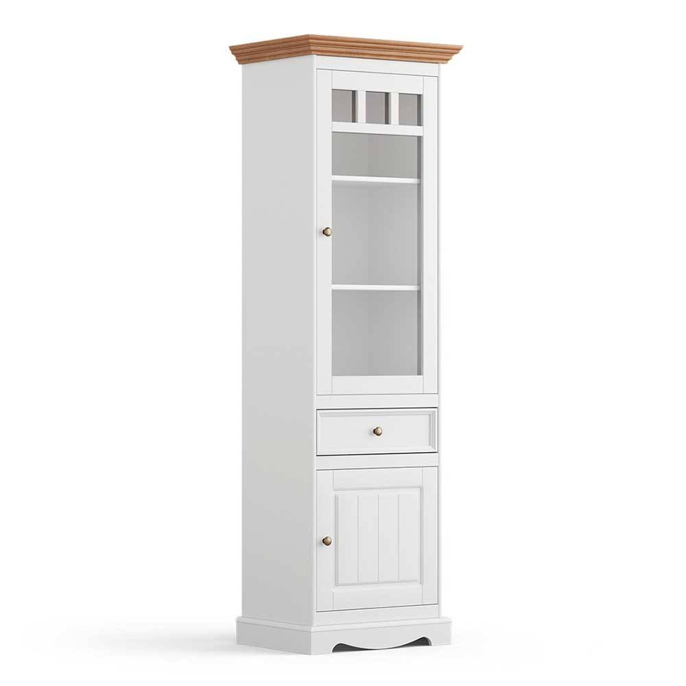 Wohnzimmerschrank Corao im Landhausstil mit Glastür