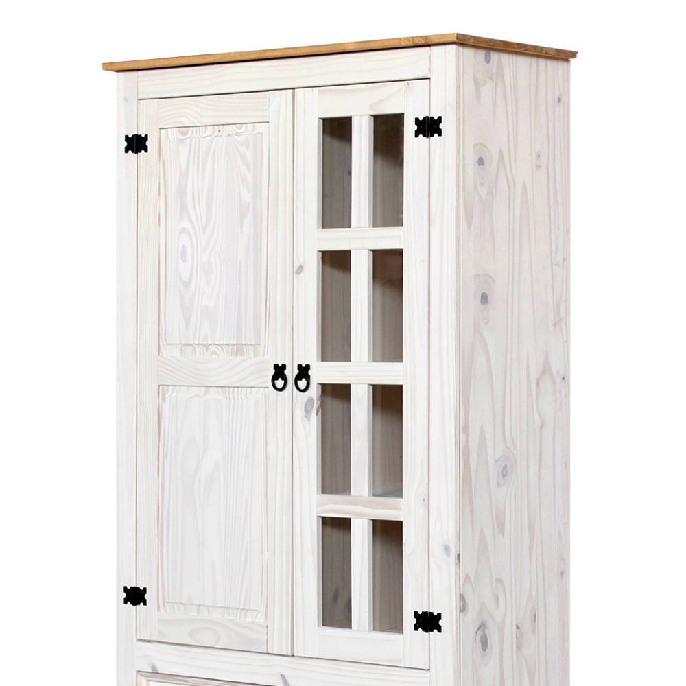 Wohnzimmervitrine Blouno in Weiß im Landhausstil