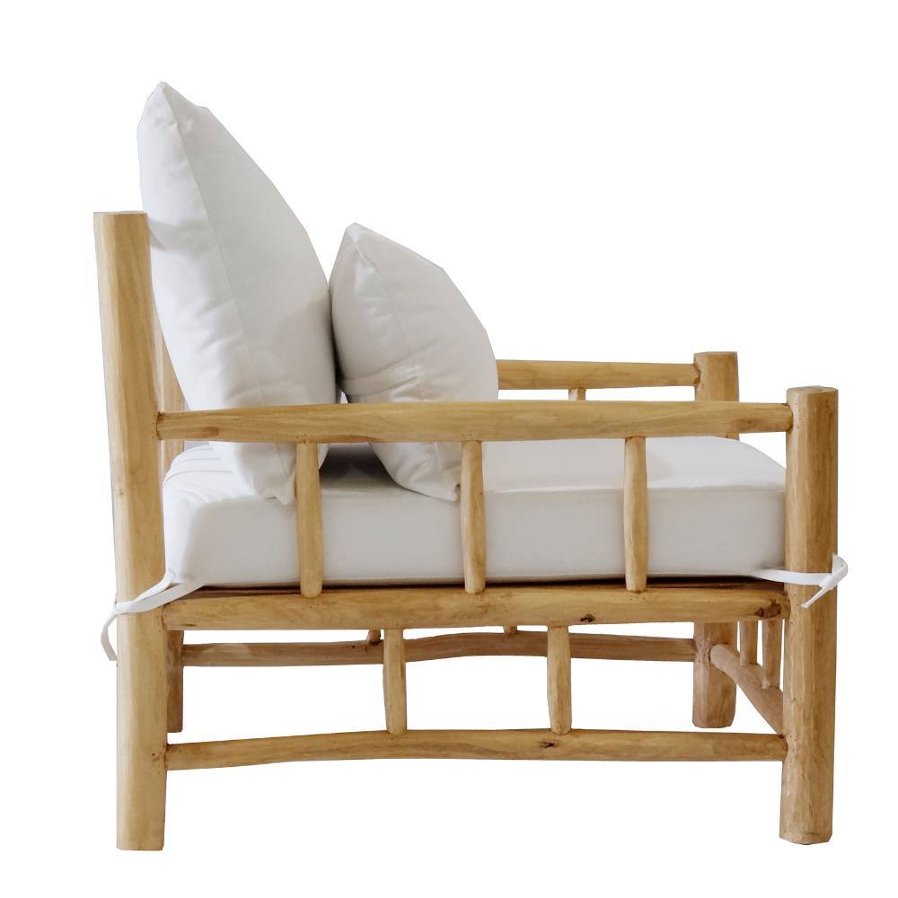 Dreisitzer Sofa Sekrar aus Teak Massivholz 180 cm breit