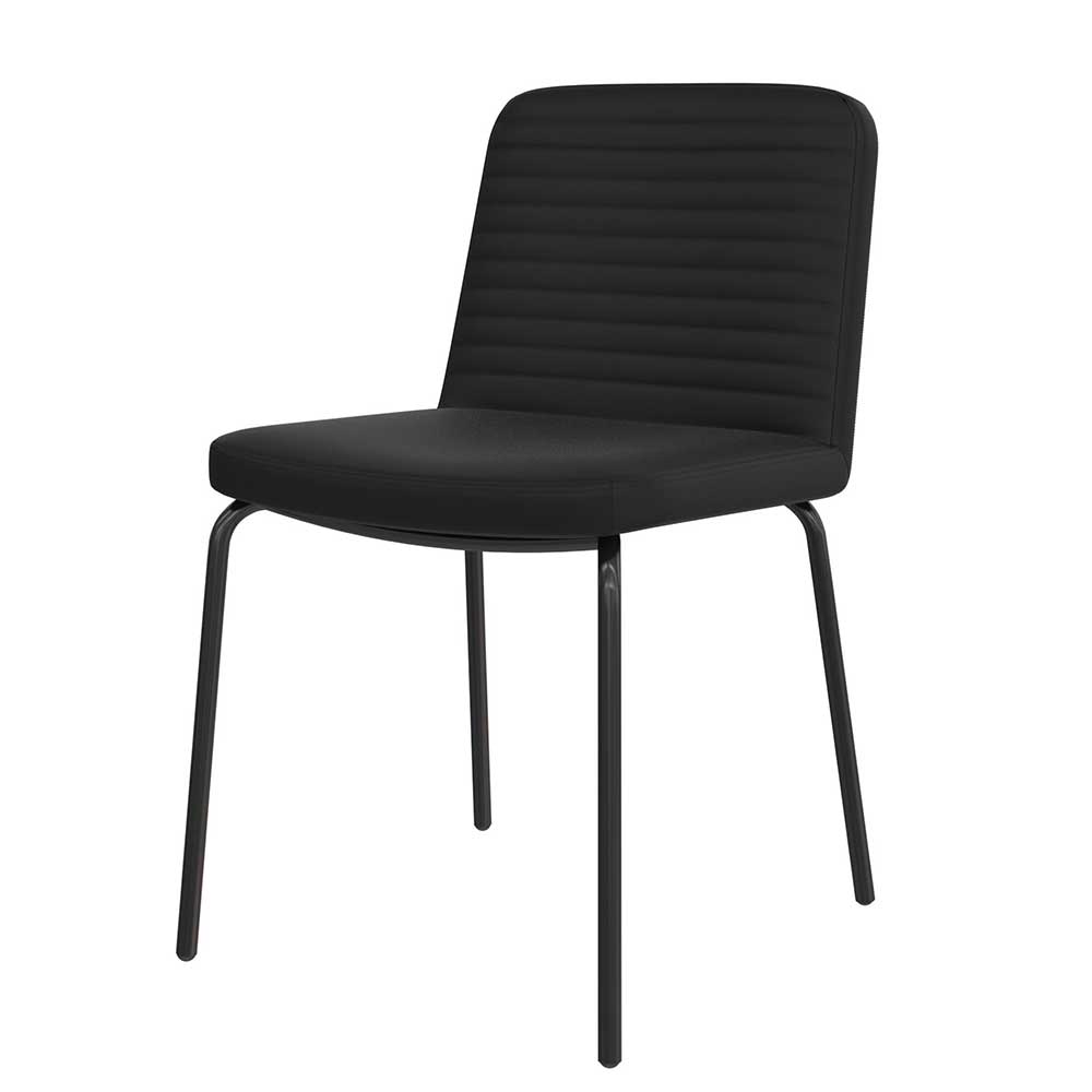 Esstisch Stühle Sealand in Schwarz aus Kunstleder und Metall (2er Set)