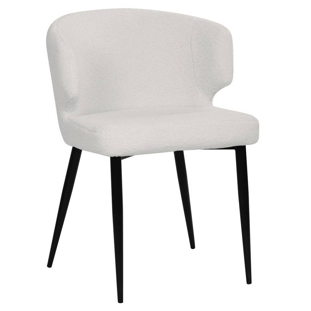 Esszimmerarmlehnstuhl Vidal in Weiß aus Webplüsch (2er Set)