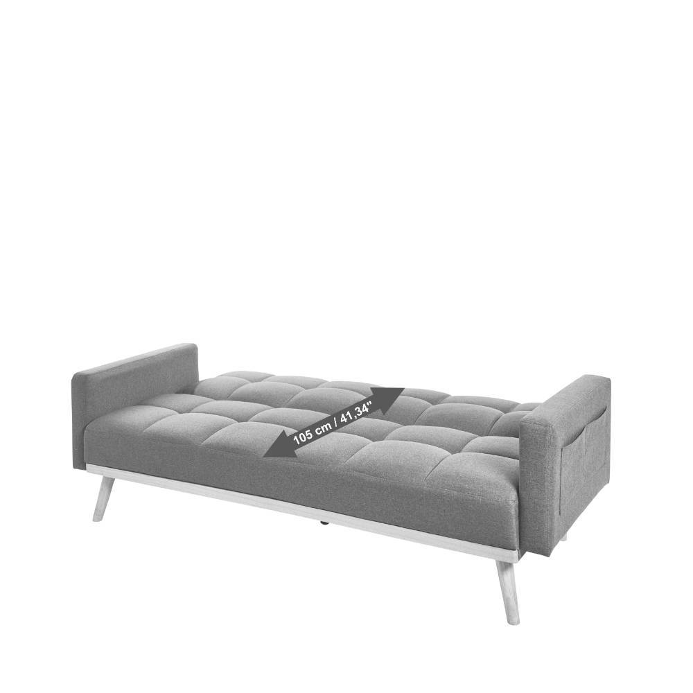 Schlafsofa Sosuke in Grau mit Rücken Klappmechanik