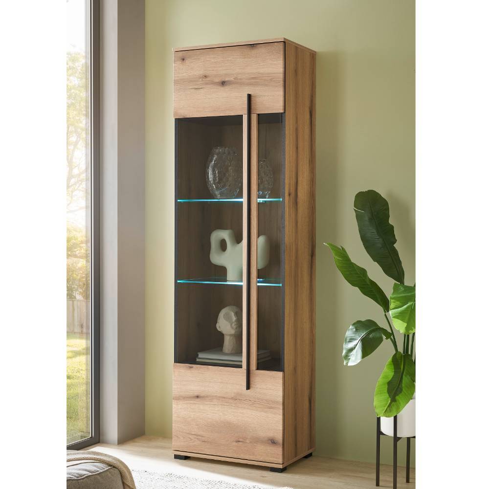 Schrankwand Wohnzimmer Cemutra 200 cm hoch in modernem Design (dreiteilig)