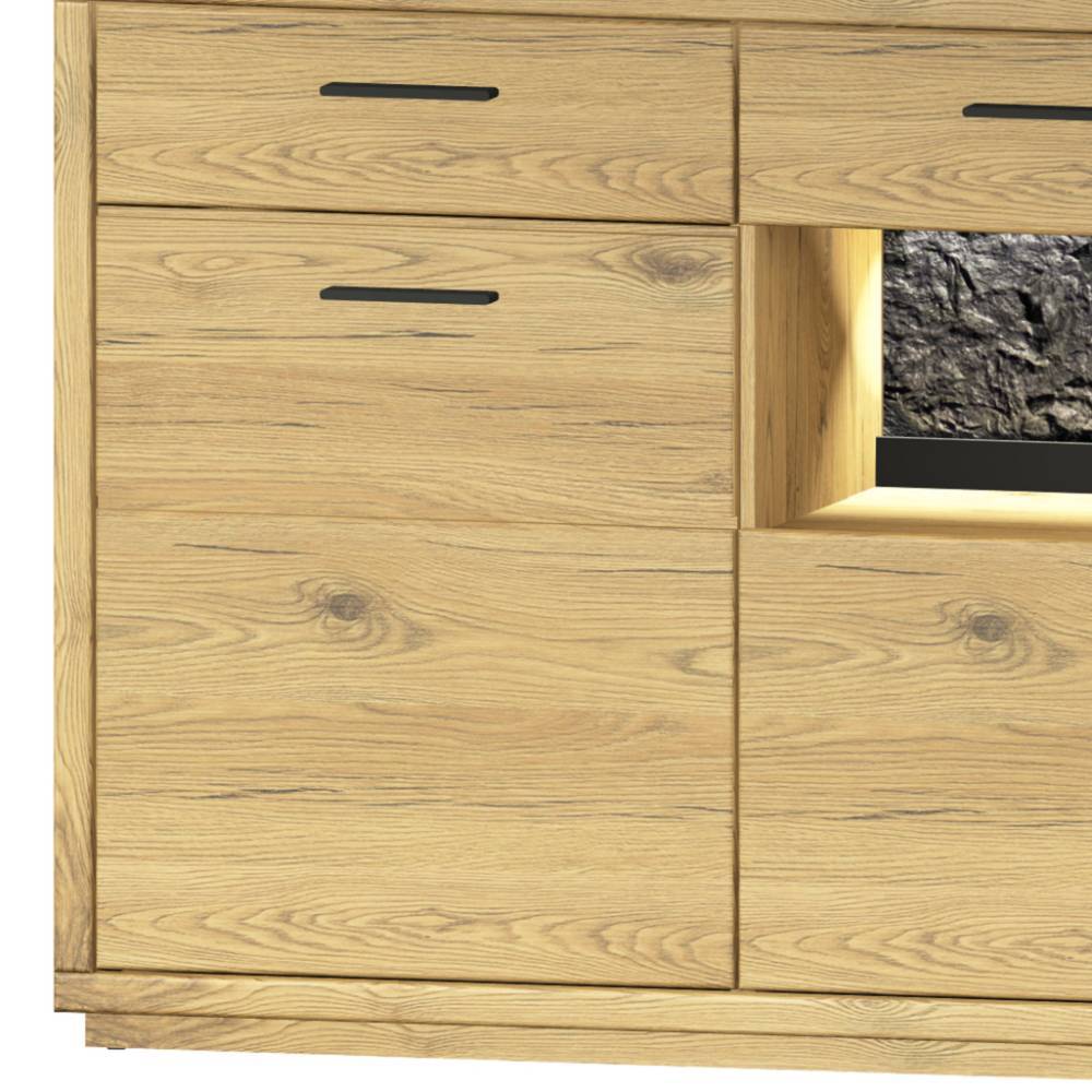 Esszimmermöbel Ostoro in Wildeiche Bianco in modernem Design (zweiteilig)