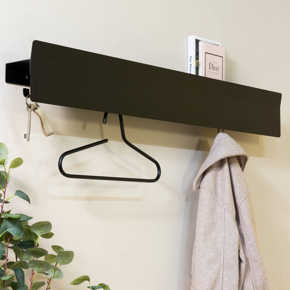 Metall Wandgarderobe Hamburg in Schwarz 120 cm breit