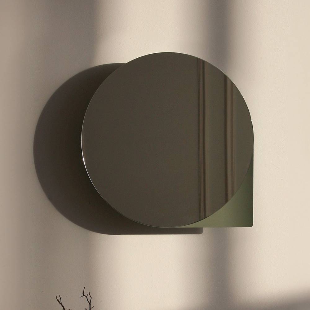 Badschrank Spiegel Kitza in Graugrün für die Wandmontage