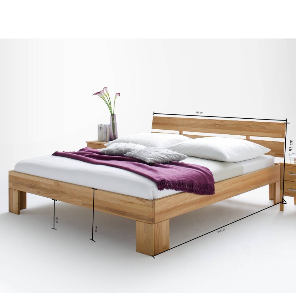 Bettgestell Dionassa aus Kernbuche Massivholz in modernem Design